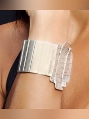 Wide Silver Statement Stretch Bracelet | Textured Artisan Cuff Boho Chic Chanour